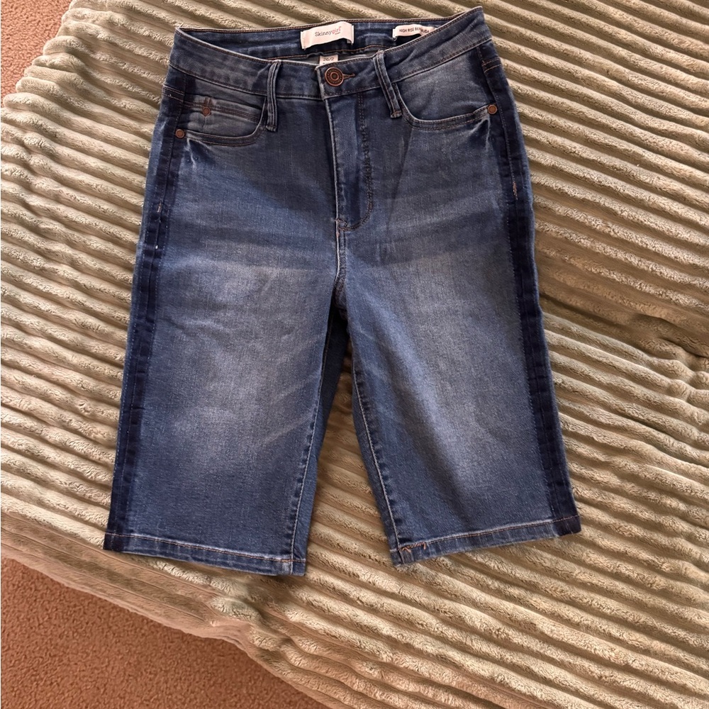 Skinnygirl Denim High-Rise Bermuda Shorts
